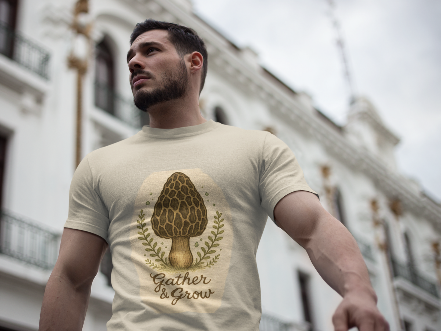 Nature-Inspired Unisex Heavy Cotton Tee, Ideal for Mushroom Lovers, Gifts for Nature Enthusiasts, Gather & Grow T-Shirt