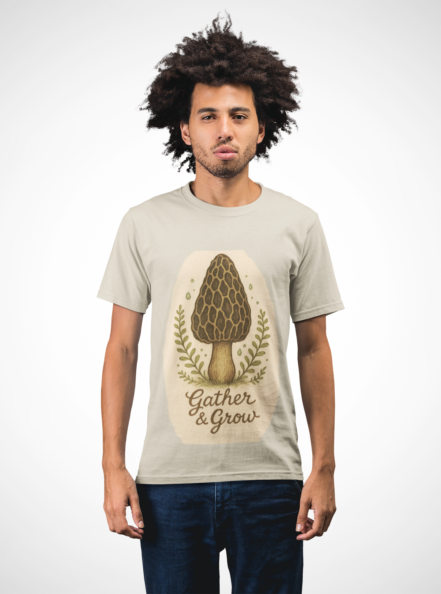 Nature-Inspired Unisex Heavy Cotton Tee, Ideal for Mushroom Lovers, Gifts for Nature Enthusiasts, Gather & Grow T-Shirt