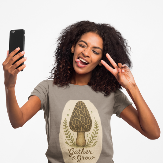Nature-Inspired Unisex Heavy Cotton Tee, Ideal for Mushroom Lovers, Gifts for Nature Enthusiasts, Gather & Grow T-Shirt