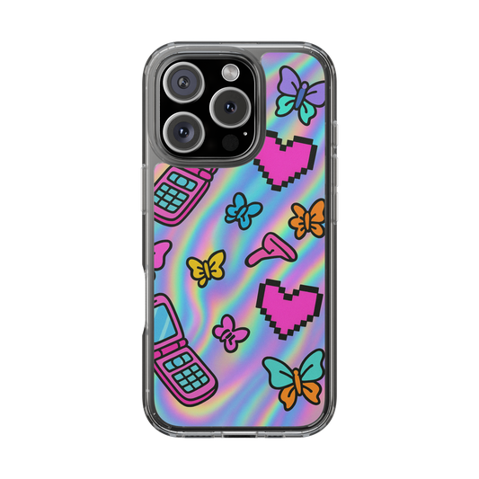 Retro Butterfly Phone Case, Cute Clear Phone Cover, Kawaii Aesthetic Shell, Colorful Rainbow Case, Gift for Her