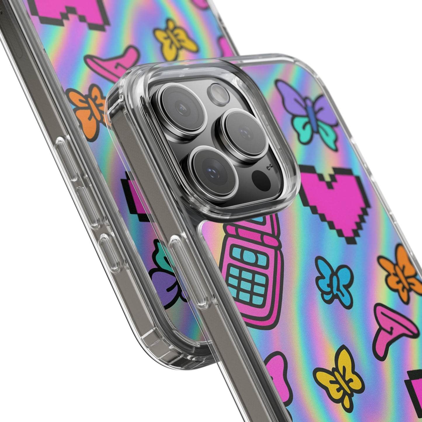 Retro Butterfly Phone Case, Cute Clear Phone Cover, Kawaii Aesthetic Shell, Colorful Rainbow Case, Gift for Her