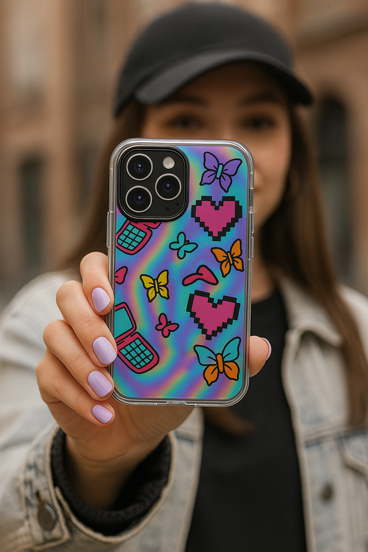Retro Butterfly Phone Case, Cute Clear Phone Cover, Kawaii Aesthetic Shell, Colorful Rainbow Case, Gift for Her