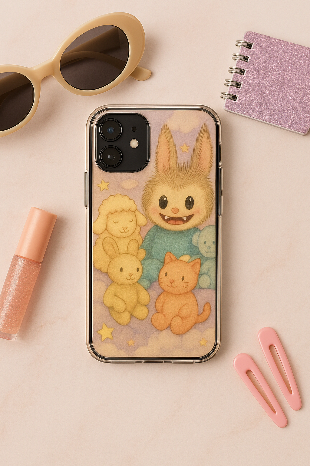 Cute Animal Clear Cases for Kids, Fun and Whimsical Phone Cases, Unique Gift for Children, Pastel Aesthetic, Birthday Present