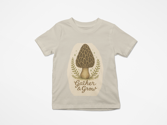 Nature-Inspired Unisex Heavy Cotton Tee, Ideal for Mushroom Lovers, Gifts for Nature Enthusiasts, Gather & Grow T-Shirt